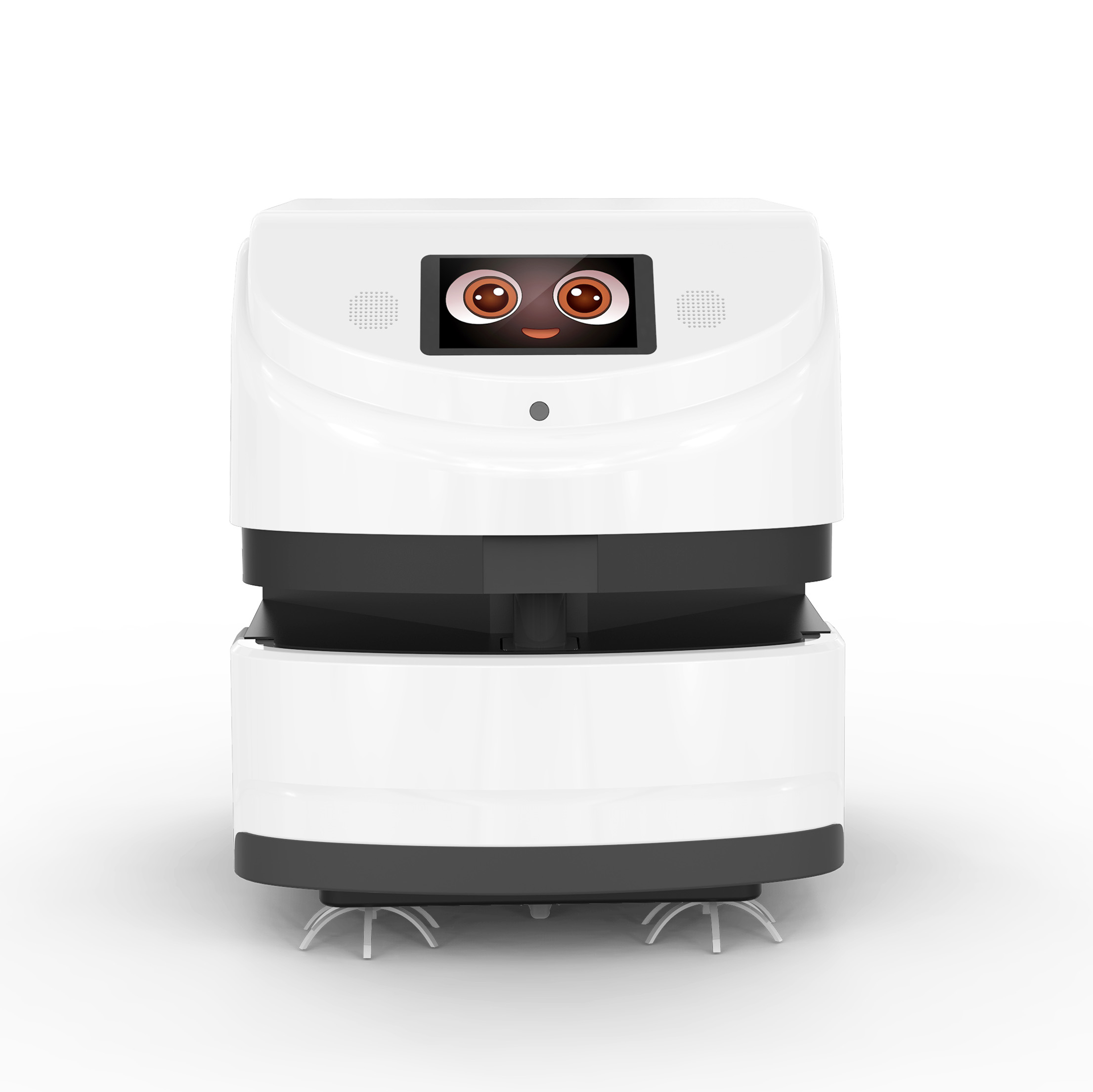 cleaning robot with big face and big eyes imitating a face